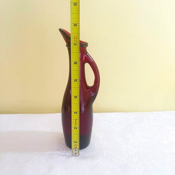 Vtg Anchor Hocking Red Depression Glass Pitcher Cruet Vase Royal Ruby Red - Picture 9 of 10